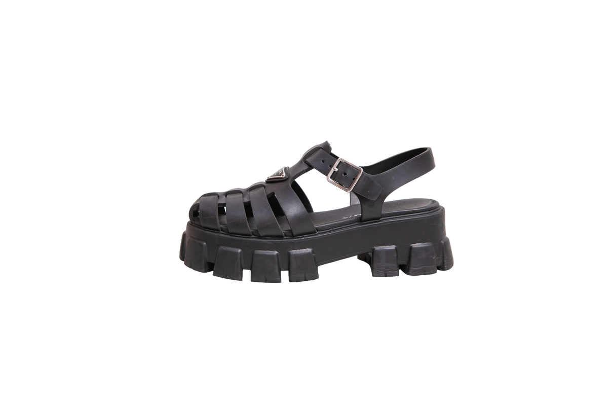 PRADA SANDAL MONOLITH RUBBER BLACK - 37 BR