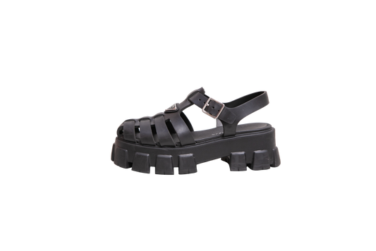 PRADA SANDAL MONOLITH RUBBER BLACK - 37 BR