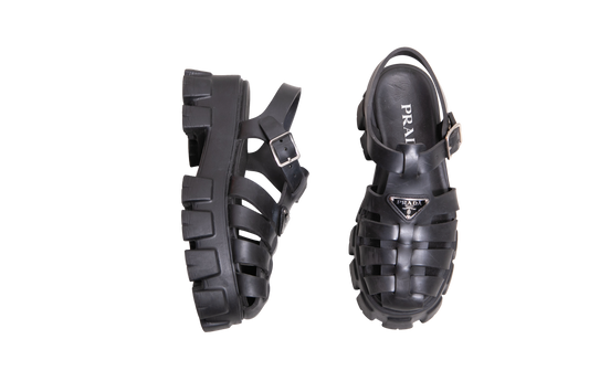 PRADA SANDAL MONOLITH RUBBER BLACK - 37 BR