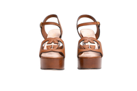 GUCCI PLATFORM SANDAL COSMOS SOFTY CALFSKIN WOODEN INTERLOCKING G CUIR - 37 BR