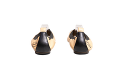 CHANEL BALLET FLAT BEIGE AND BLACK TWO-TONE ELASTIC - 38 BR