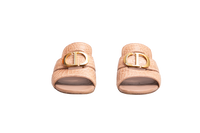 DIOR SANDAL DIOR 30 MONTAIGNE HEEL BLOCK CROCO EMBOSSED LEATHER BEIGE - 34 BR