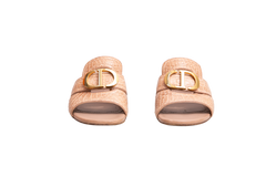 DIOR SANDAL DIOR 30 MONTAIGNE HEEL BLOCK CROCO EMBOSSED LEATHER BEIGE - 34 BR