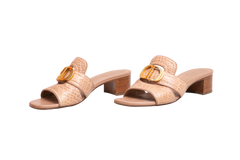 DIOR SANDAL DIOR 30 MONTAIGNE HEEL BLOCK CROCO EMBOSSED LEATHER BEIGE - 34 BR