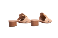 DIOR SANDAL DIOR 30 MONTAIGNE HEEL BLOCK CROCO EMBOSSED LEATHER BEIGE - 34 BR