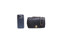 CHANEL STATEMENT MINI FLAP BAG CHEVRON BLACK