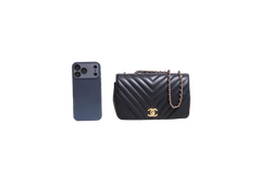 CHANEL STATEMENT MINI FLAP BAG CHEVRON BLACK