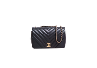 CHANEL STATEMENT MINI FLAP BAG CHEVRON BLACK
