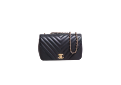 CHANEL STATEMENT MINI FLAP BAG CHEVRON BLACK