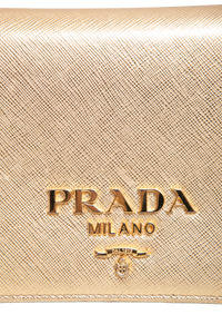 PRADA SAFFIANO LUX BANDOLIERA METALLIC GOLD