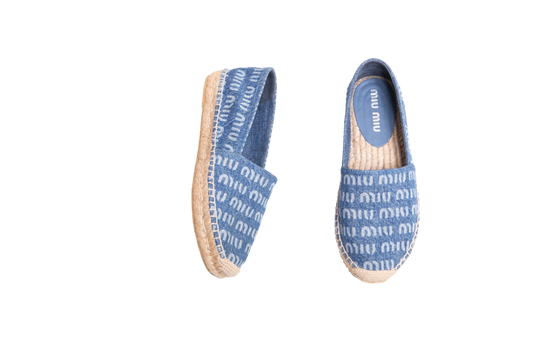 MIU MIU ESPADRILLE SLIP-ON MONOGRAM DENIM - 34 BR