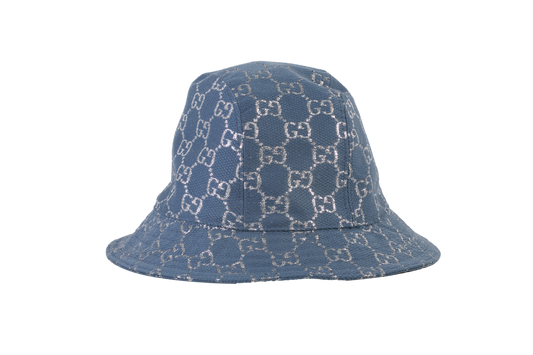 GUCCI LAMÉ BUCKET HAT LIGHT BLUE & NIGHT