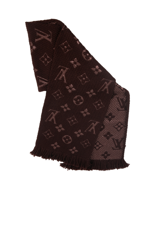 LOUIS VUITTON ECHARPE TOUGE LOGOMANIA BROWN & SHINY