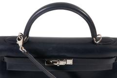 HERMÈS KELLY 32 MIDNIGHT SWIFT HARDWARE SILVER