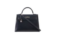 HERMÈS KELLY 32 MIDNIGHT SWIFT HARDWARE SILVER