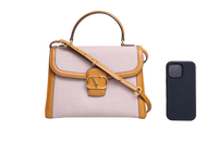 VALENTINO 9 TO 5 TOP HANDLE CANVAS IN NATURAL