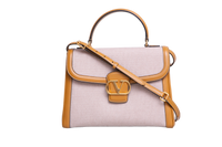 VALENTINO 9 TO 5 TOP HANDLE CANVAS IN NATURAL