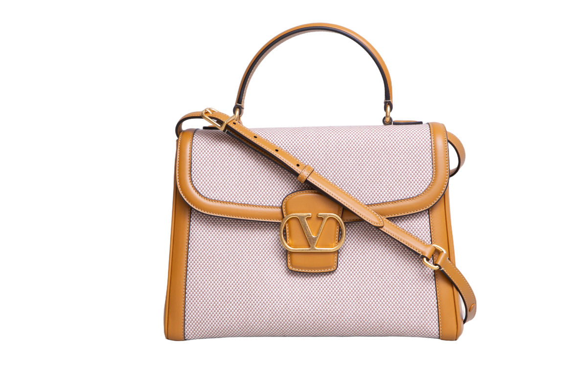 VALENTINO 9 TO 5 TOP HANDLE CANVAS IN NATURAL