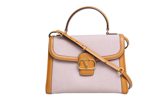 VALENTINO 9 TO 5 TOP HANDLE CANVAS IN NATURAL