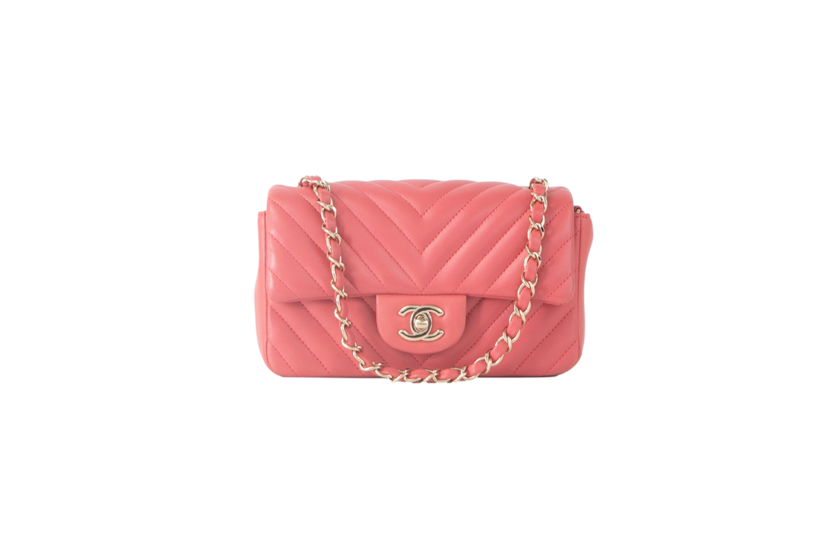 CHANEL RECTANGLE CORAL CHEVRON