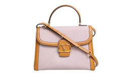 VALENTINO 9 TO 5 TOP HANDLE CANVAS IN NATURAL