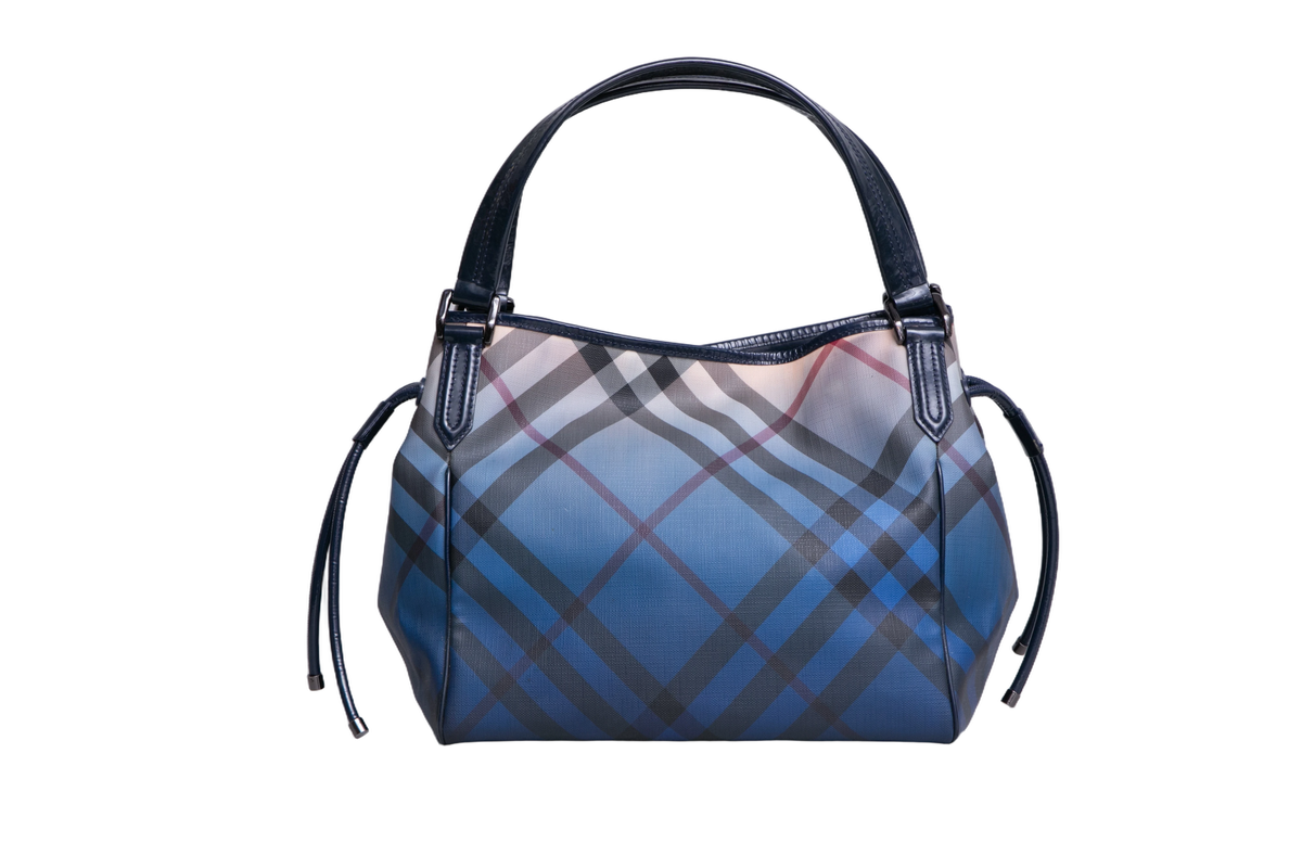 BURBERRY OMBRE SUPERNOVA CHECK BILTMORE TOTE BLUE