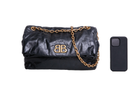 BALENCIAGA MONACO SMALL CHAIN BAG BLACK 2023