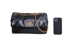 BALENCIAGA MONACO SMALL CHAIN BAG BLACK 2023