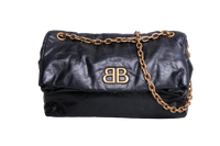 BALENCIAGA MONACO SMALL CHAIN BAG BLACK 2023