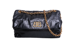 BALENCIAGA MONACO SMALL CHAIN BAG BLACK 2023