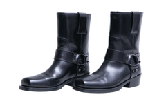 VALENTINO BOOTS ROCKSTUD BIKER ALL BLACK - 38 BR