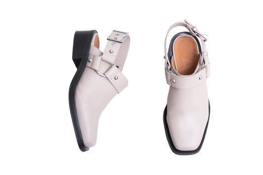 GANNI SLINGBACK BIKER MULES BEIGE - 38 BR