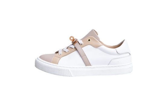 HERMÈS SNEAKER DAY BUCKLE KELLY BEIGE AND WHITE - 34 BR