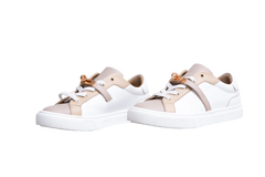 HERMÈS SNEAKER DAY BUCKLE KELLY BEIGE AND WHITE - 34 BR