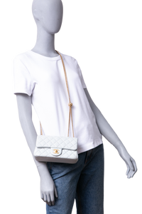 CHANEL RECTANGLE MINI LAMBSKIN SHINY LIGHT GRAY AND CHAIN GOLD