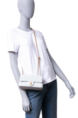 CHANEL RECTANGLE MINI LAMBSKIN SHINY LIGHT GRAY AND CHAIN GOLD