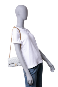 CHANEL RECTANGLE MINI LAMBSKIN SHINY LIGHT GRAY AND CHAIN GOLD