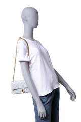 CHANEL RECTANGLE MINI LAMBSKIN SHINY LIGHT GRAY AND CHAIN GOLD