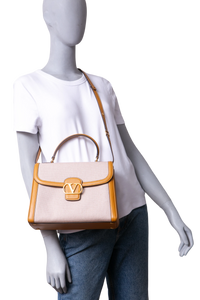 VALENTINO 9 TO 5 TOP HANDLE CANVAS IN NATURAL