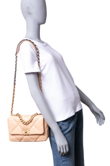 CHANEL 19 SMALL FLAP BAG LAMBSKIN CREAM 2025
