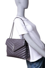 YSL LOULOU MEDIUM CHEVRON GRAY