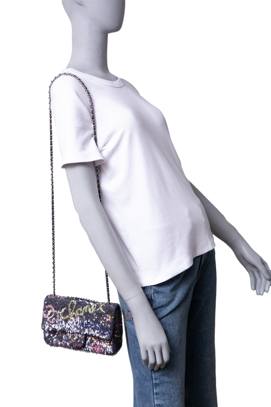 CHANEL CLASSIC SF NEW MINI SEQUINS CC MULTICOLOR