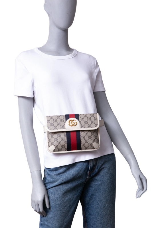 GUCCI BELT BAG OPHIDIA WEB CANVAS GG SUPREME OFF WHITE