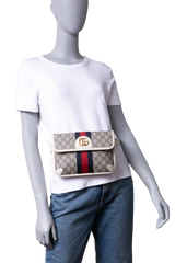 GUCCI BELT BAG OPHIDIA WEB CANVAS GG SUPREME OFF WHITE