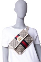 GUCCI BELT BAG OPHIDIA WEB CANVAS GG SUPREME OFF WHITE
