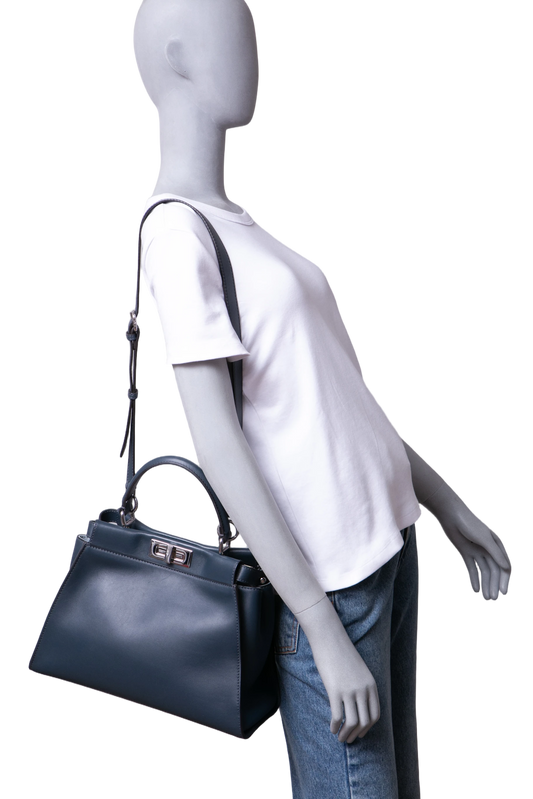 FENDI PEEKABOO ICONIC MEDIUM BLUE WITH PYTHON