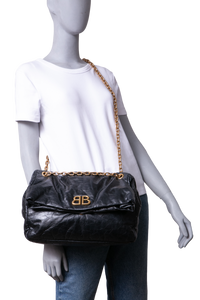 BALENCIAGA MONACO SMALL CHAIN BAG BLACK 2023