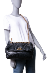 BALENCIAGA MONACO SMALL CHAIN BAG BLACK 2023
