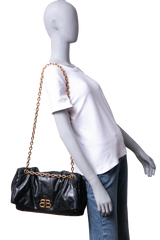 BALENCIAGA MONACO SMALL CHAIN BAG BLACK 2023