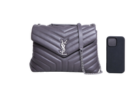 YSL LOULOU MEDIUM CHEVRON GRAY